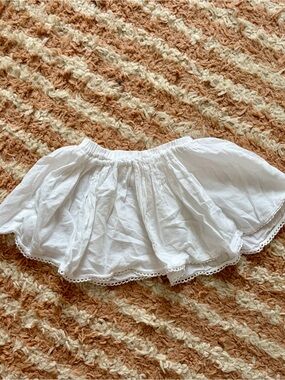 Konges Slojd White Cotton Ruffled Mini Skirt